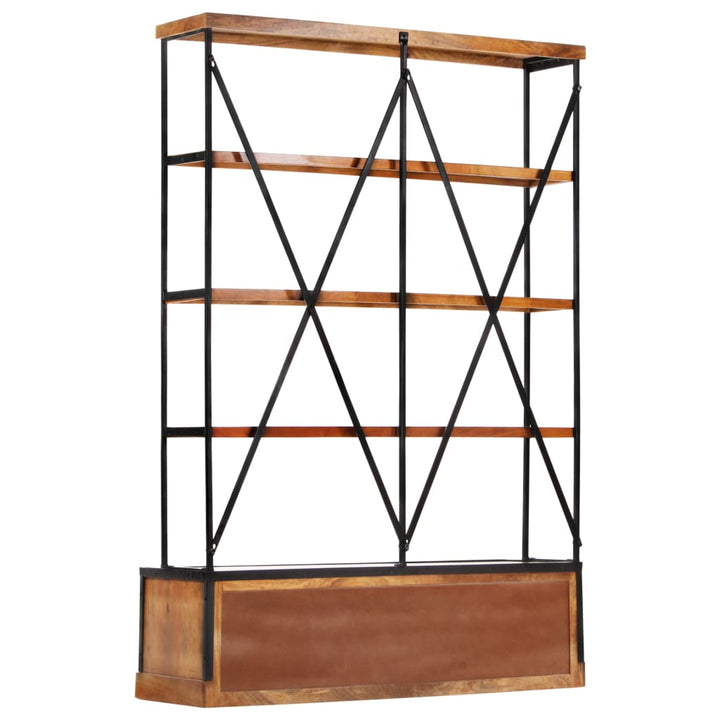 Bibliotecă 4 Rafturi 6 Sertare 122X36X181 Cm Lemn Masiv Mango