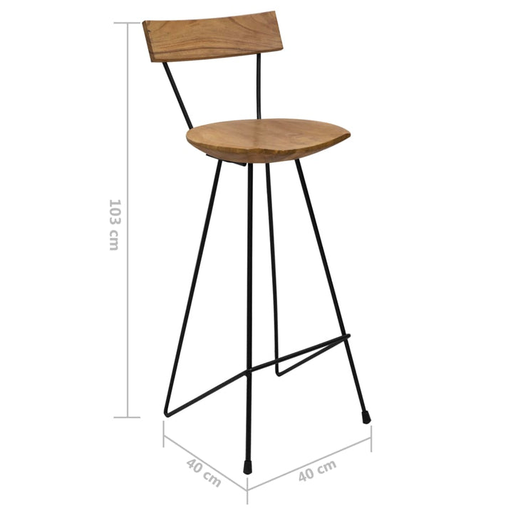 Scaune De Bar, 2 Buc., Lemn Masiv De Tec