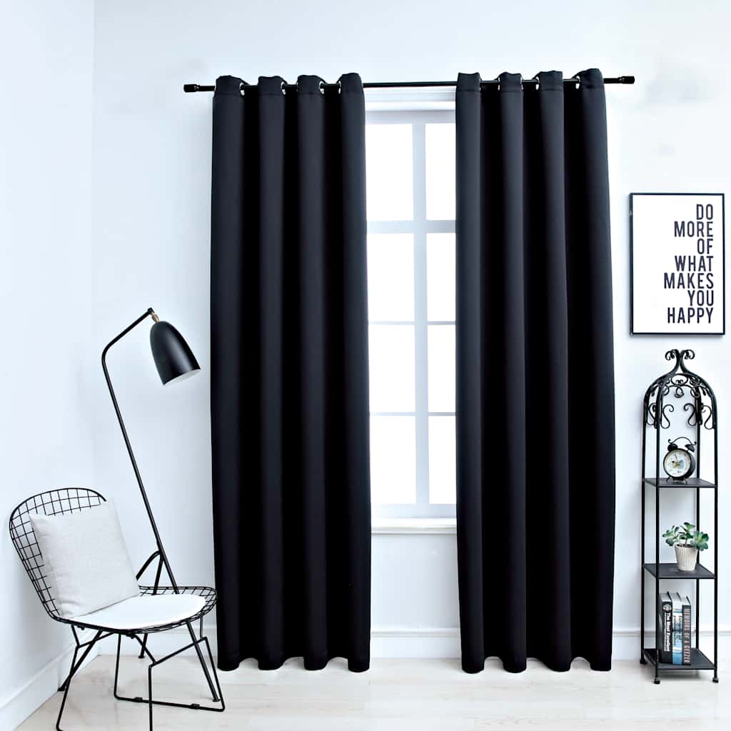 Draperii Opace Cu Inele Metalice, 2 Buc., ,