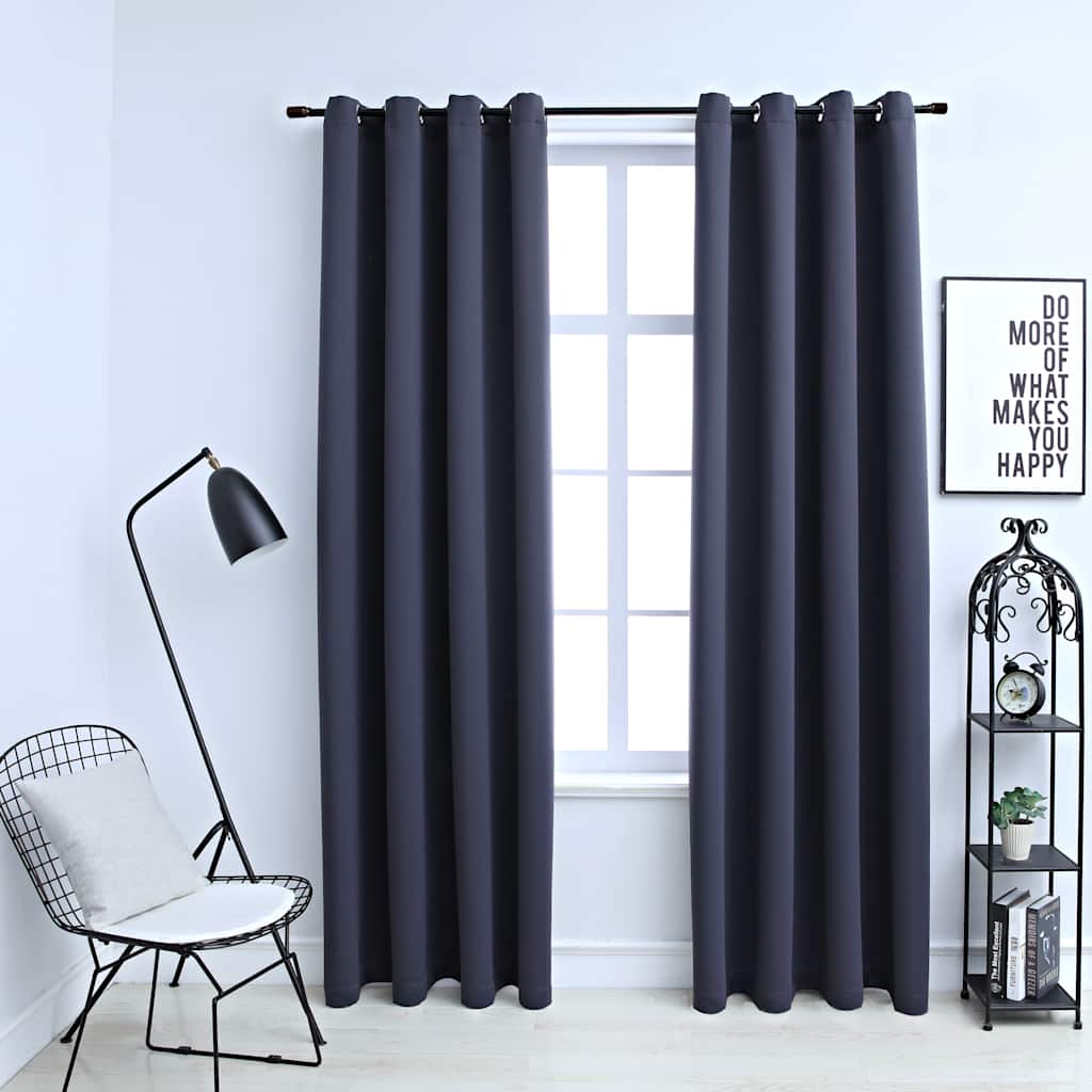 Draperii Opace Cu Inele Metalice, 2 Buc., ,