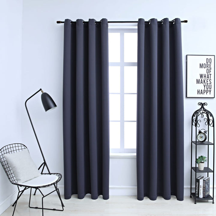 Draperii Opace Cu Inele Metalice, 2 Buc., ,