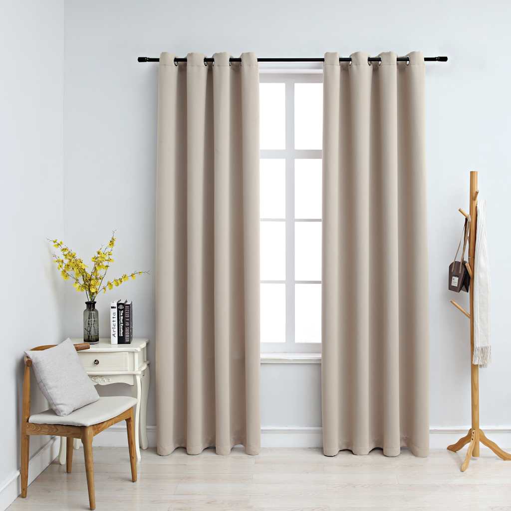 Draperii Opace Cu Inele Metalice, 2 Buc., ,