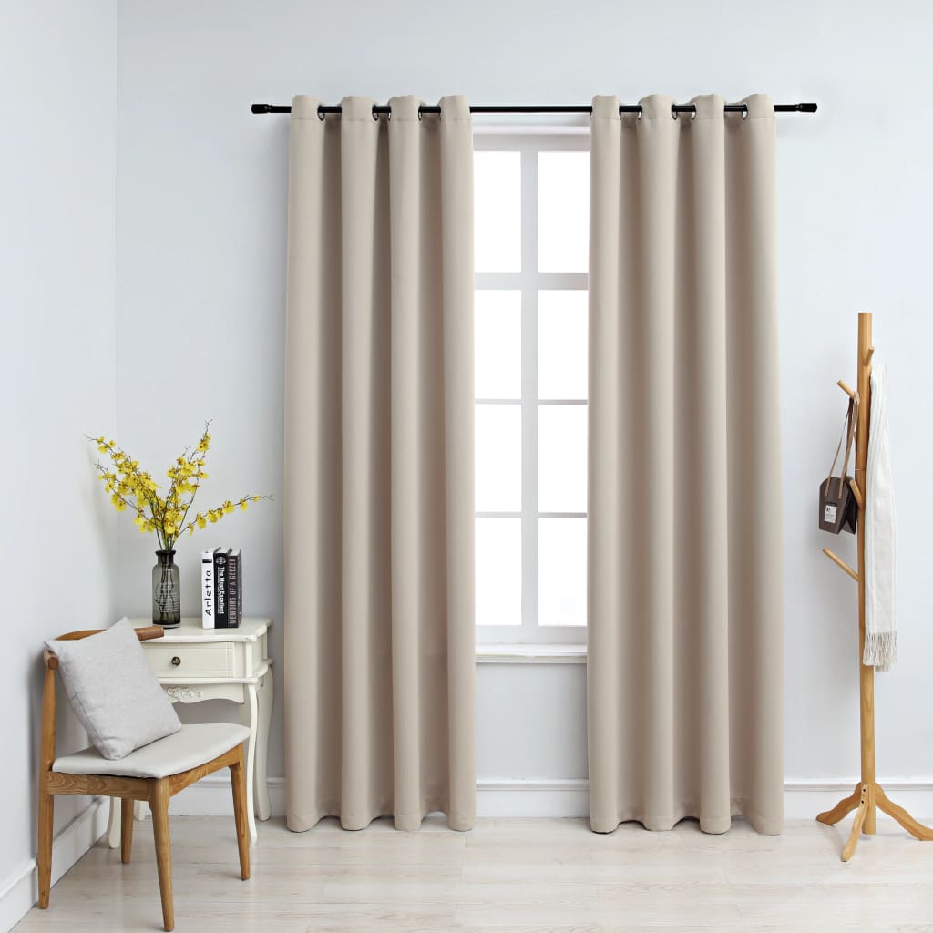 Draperii Opace Cu Inele Metalice, 2 Buc., ,