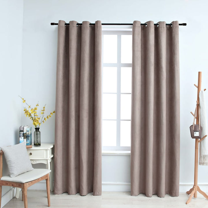 Draperii Opace Cu Inele Metalice, 2 Buc., Ruginiu,