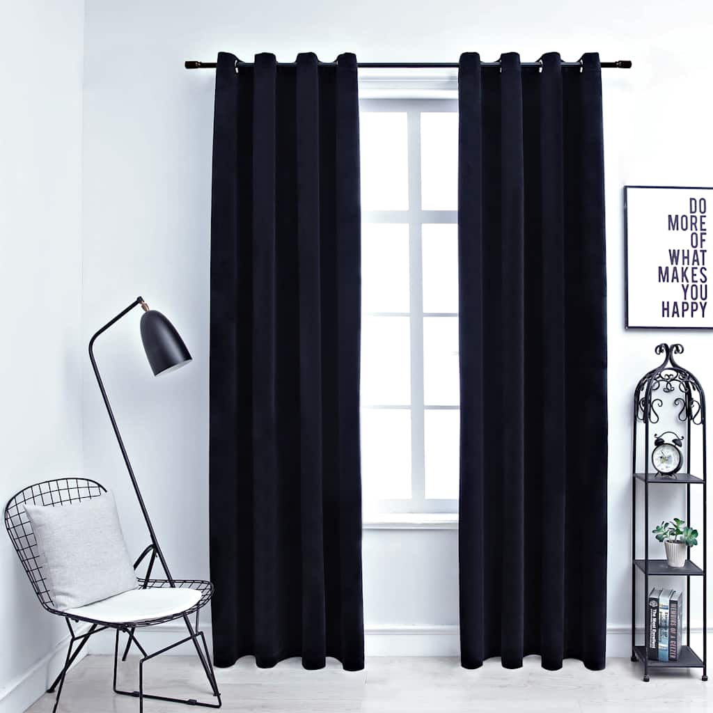 Draperii Opace Cu Inele, 2 Buc., Roz Antic, , Catifea