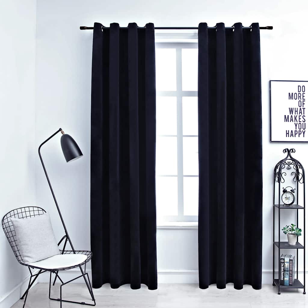 Draperii Opace Cu Inele, 2 Buc., Roz Antic, , Catifea
