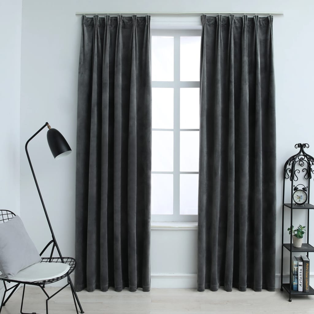 Draperii Opace Cu Cârlige, 2 Buc., , , Catifea
