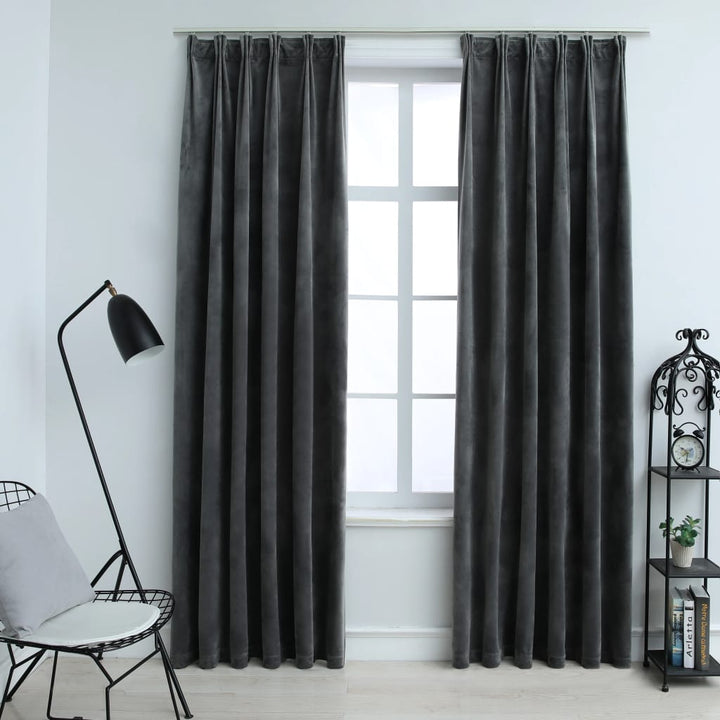Draperii Opace Cu Cârlige, 2 Buc., , , Catifea