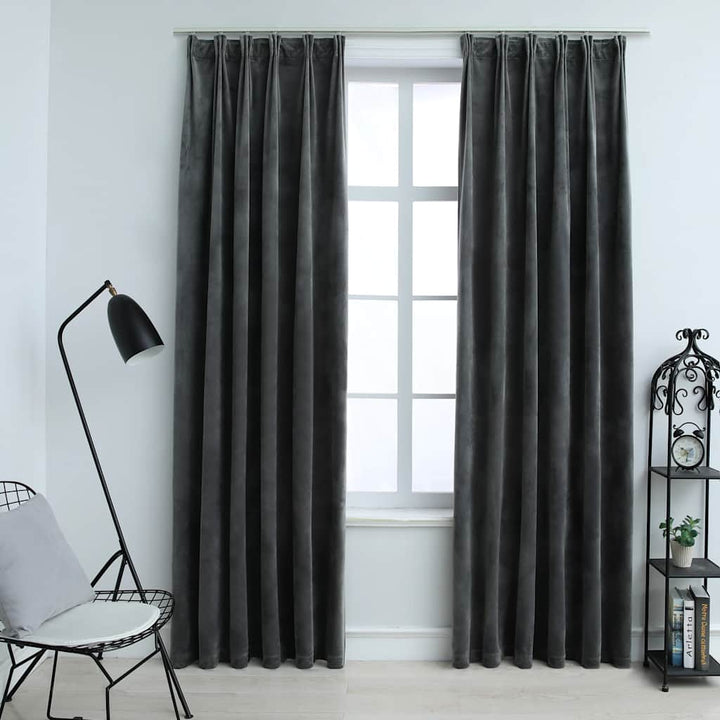 Draperii Opace Cu Cârlige, 2 Buc., , , Catifea