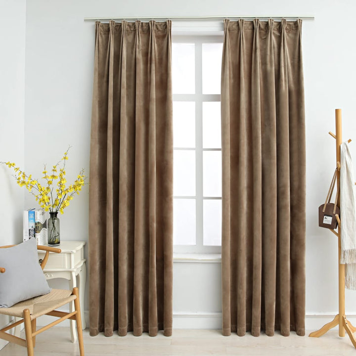 Draperii Opace Cu Cârlige, 2 Buc., , , Catifea
