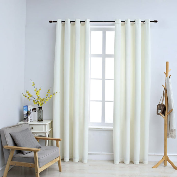 Draperii Opace Cu Inele, 2 Buc., Roz Antic, , Catifea