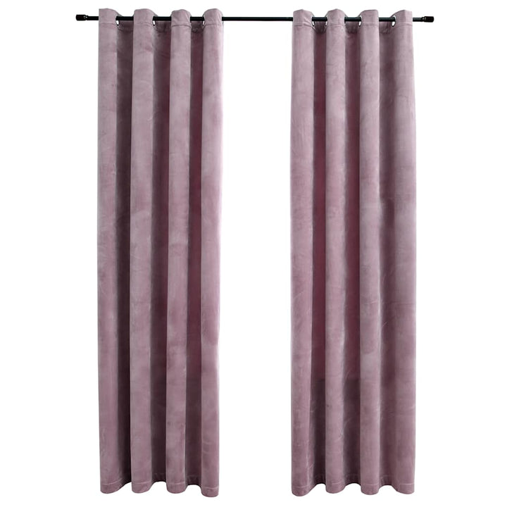 Draperii Opace Cu Inele, 2 Buc., Roz Antic, , Catifea