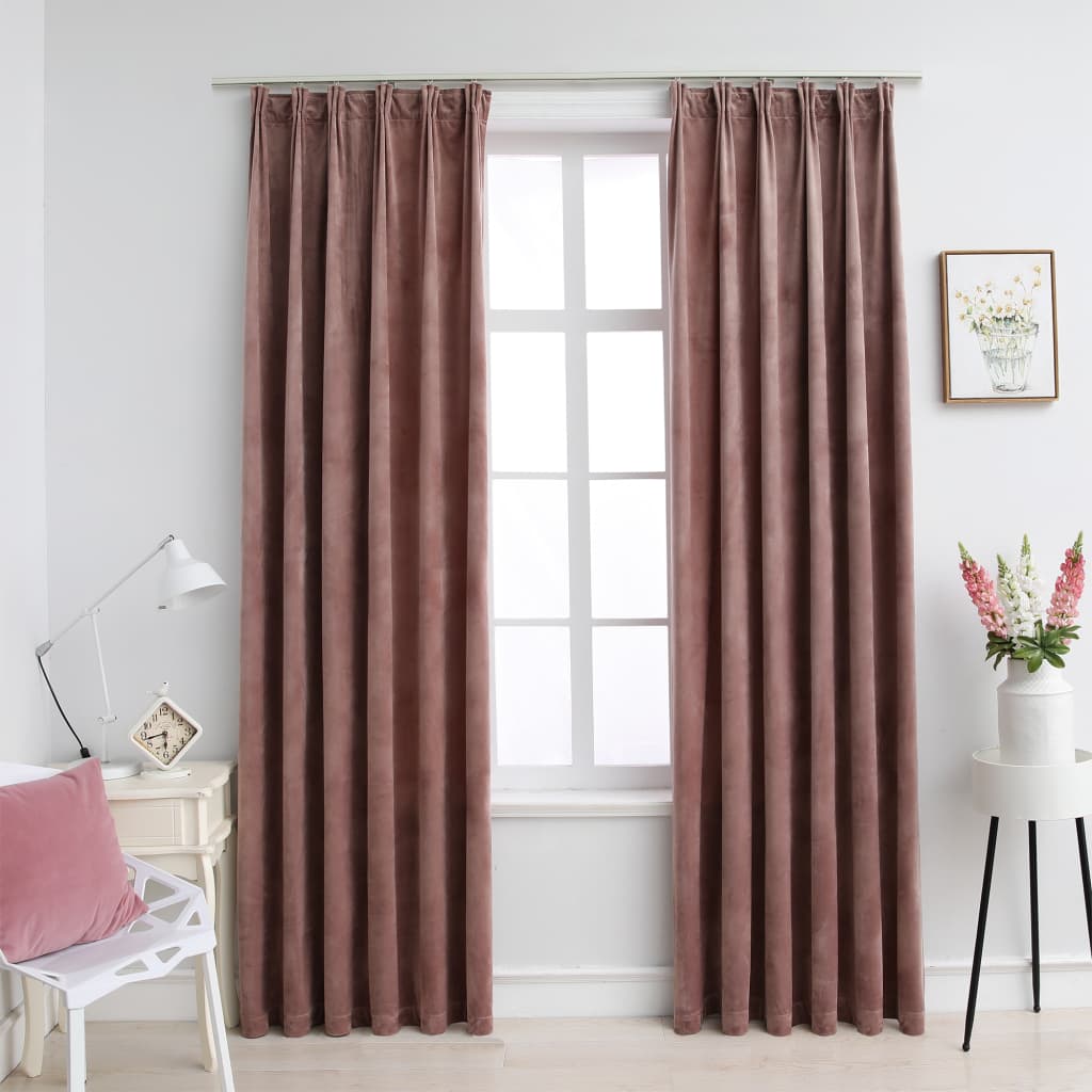 Draperii Opace Cu Cârlige, 2 Buc., , , Catifea