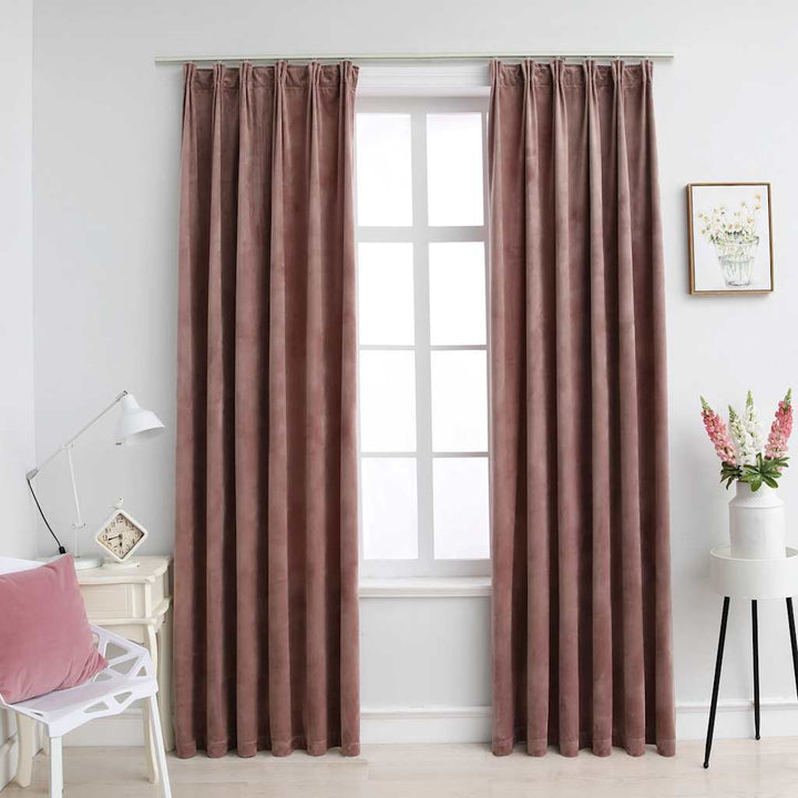 Draperii Opace Cu Cârlige, 2 Buc., , , Catifea