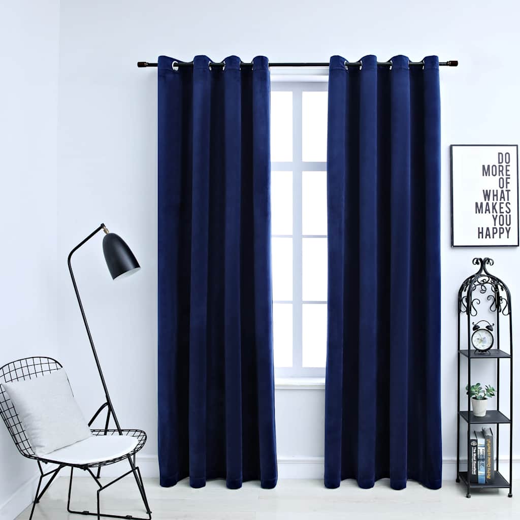 Draperii Opace Cu Inele, 2 Buc., Roz Antic, , Catifea