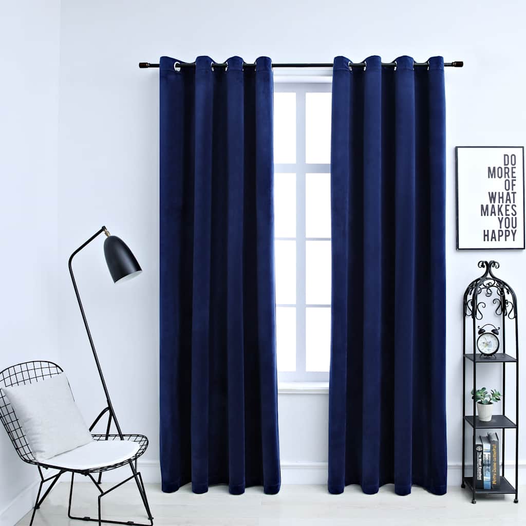 Draperii Opace Cu Inele, 2 Buc., Roz Antic, , Catifea