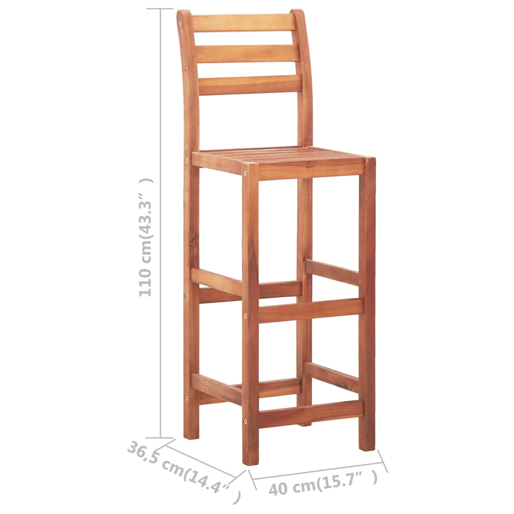 Scaune De Bar, 2 Buc., Lemn Masiv De Acacia