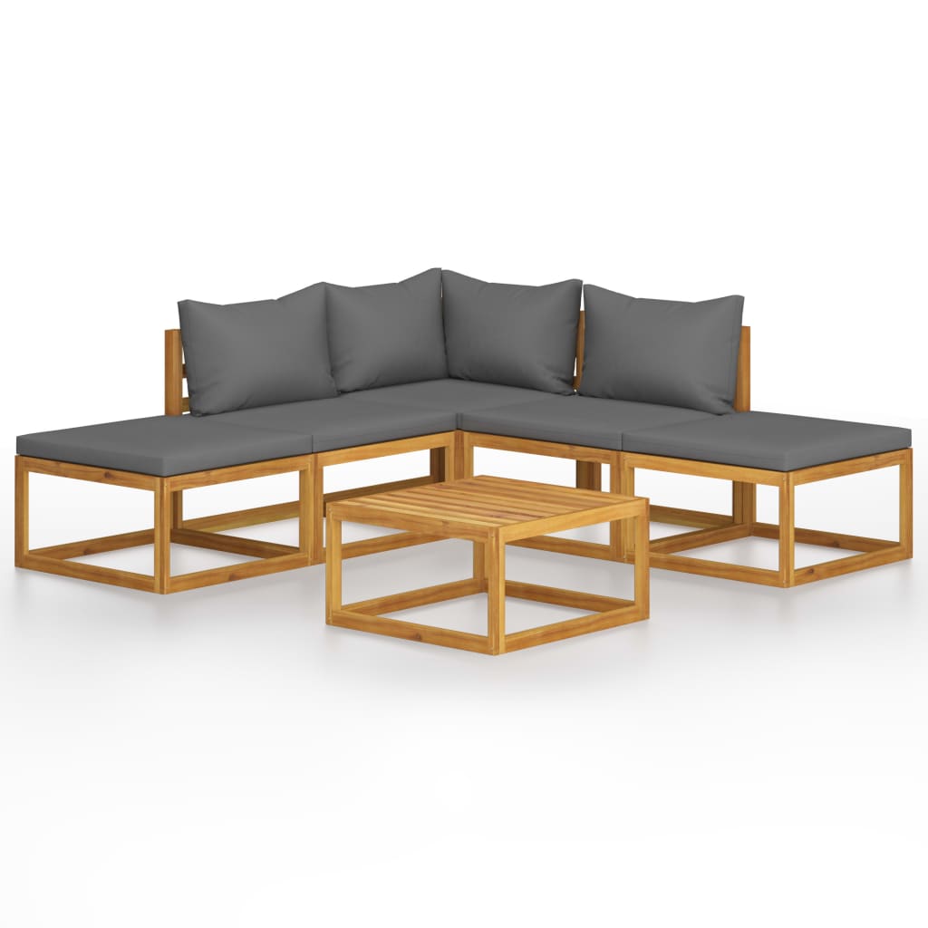 Set Mobilier Grădină Cu Perne, 6 Piese, Lemn Masiv Acacia