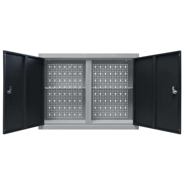 Dulap De Perete Pentru Unelte Gri & Negru Metal Stil Industrial