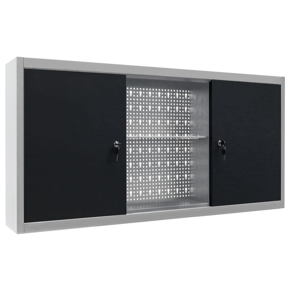 Dulap De Perete Pentru Unelte Gri & Negru Metal Stil Industrial