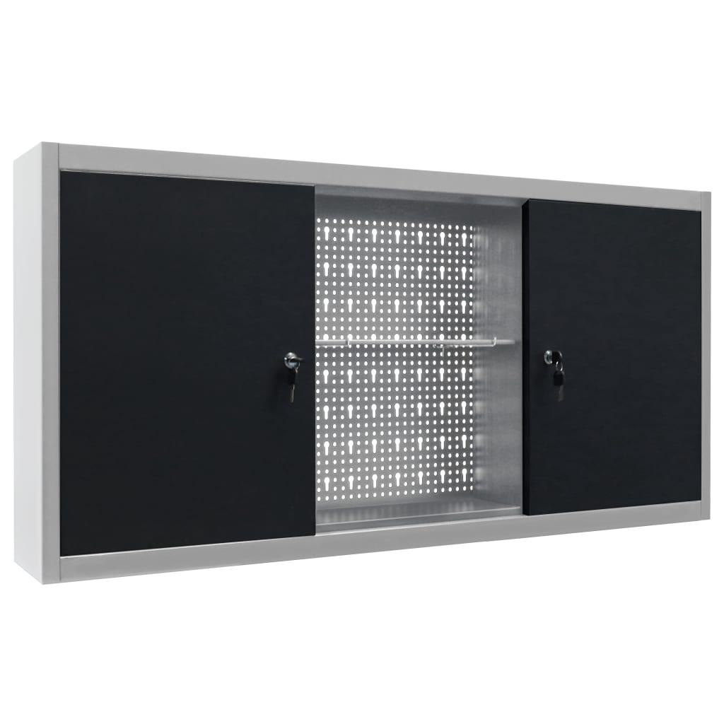 Dulap De Perete Pentru Unelte Gri & Negru Metal Stil Industrial