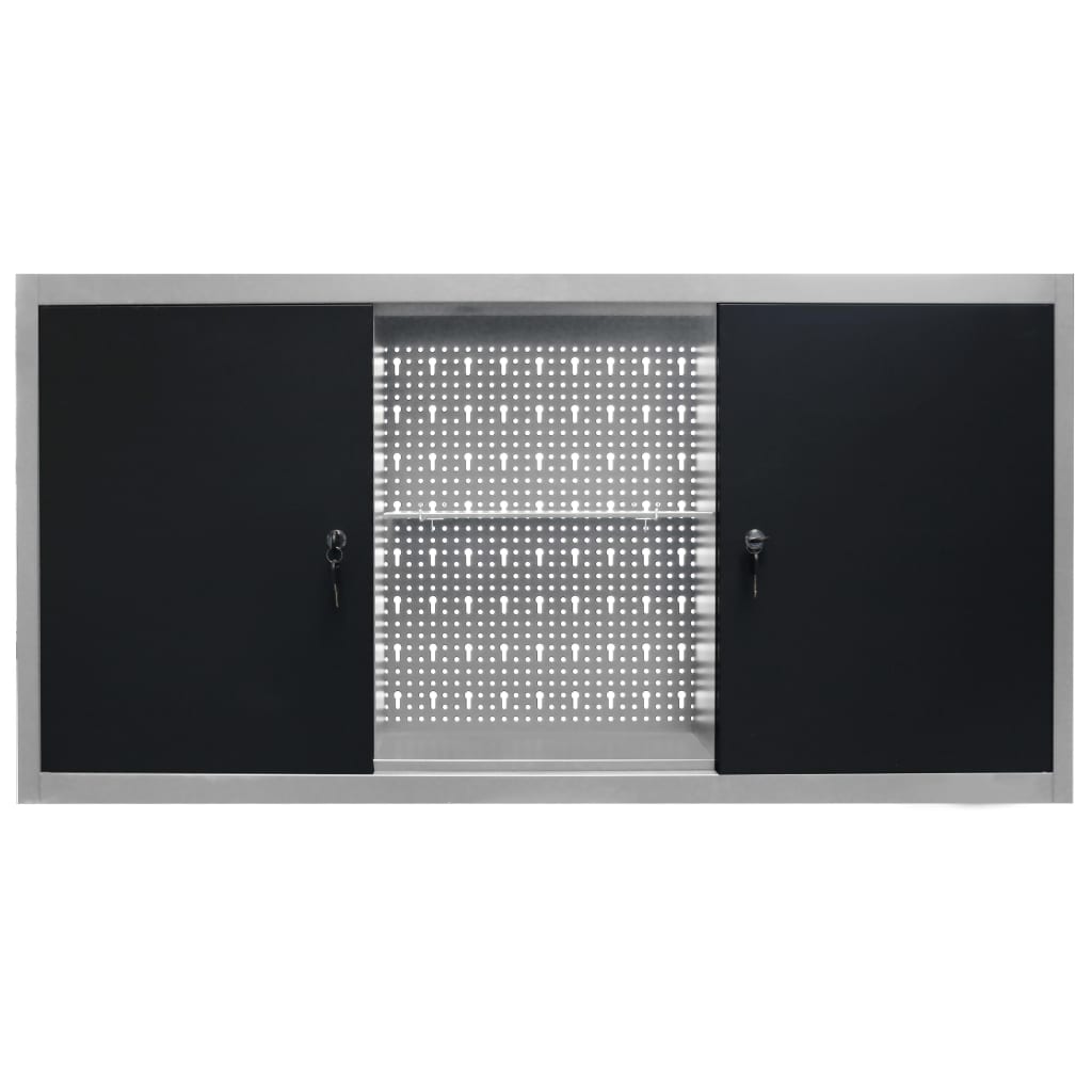 Dulap De Perete Pentru Unelte Gri & Negru Metal Stil Industrial