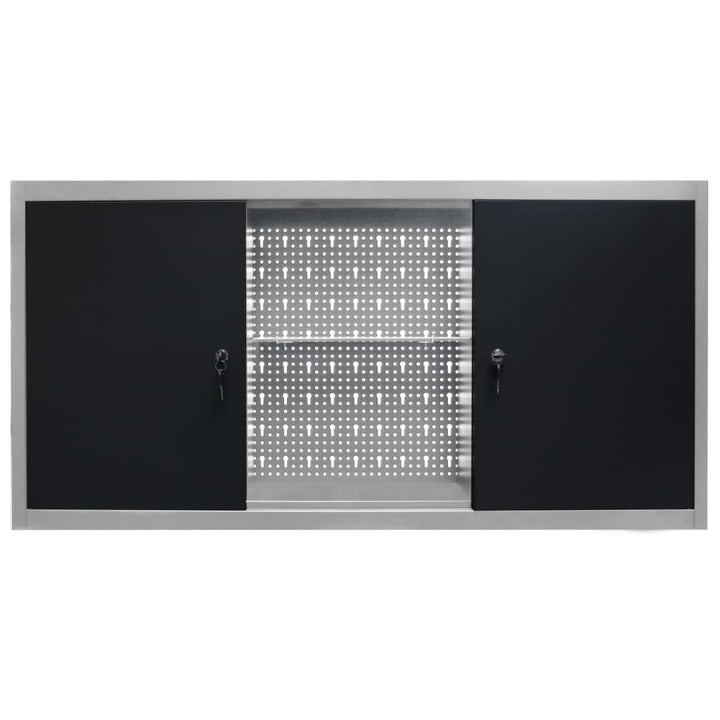 Dulap De Perete Pentru Unelte Gri & Negru Metal Stil Industrial