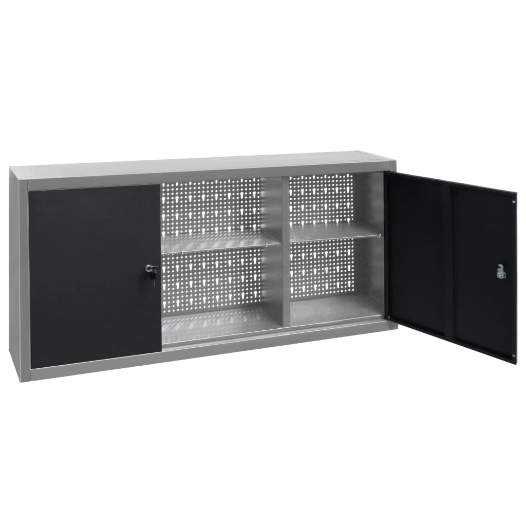 Dulap De Perete Pentru Unelte Gri & Negru Metal Stil Industrial