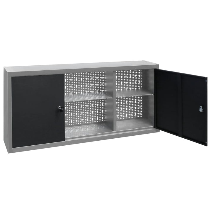 Dulap De Perete Pentru Unelte Gri & Negru Metal Stil Industrial