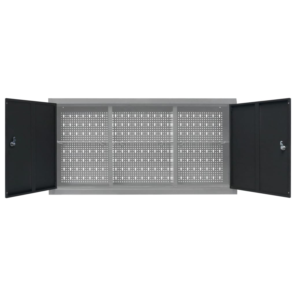Dulap De Perete Pentru Unelte Gri & Negru Metal Stil Industrial