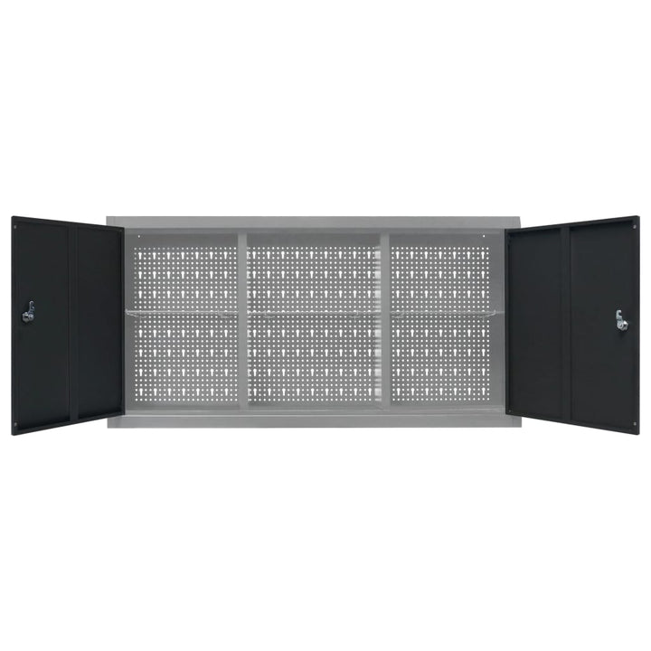 Dulap De Perete Pentru Unelte Gri & Negru Metal Stil Industrial