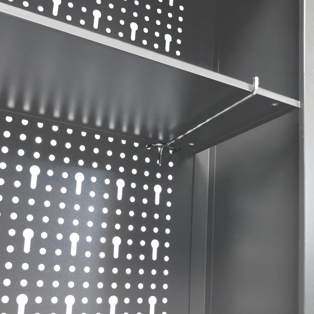 Dulap De Perete Pentru Unelte Gri & Negru Metal Stil Industrial