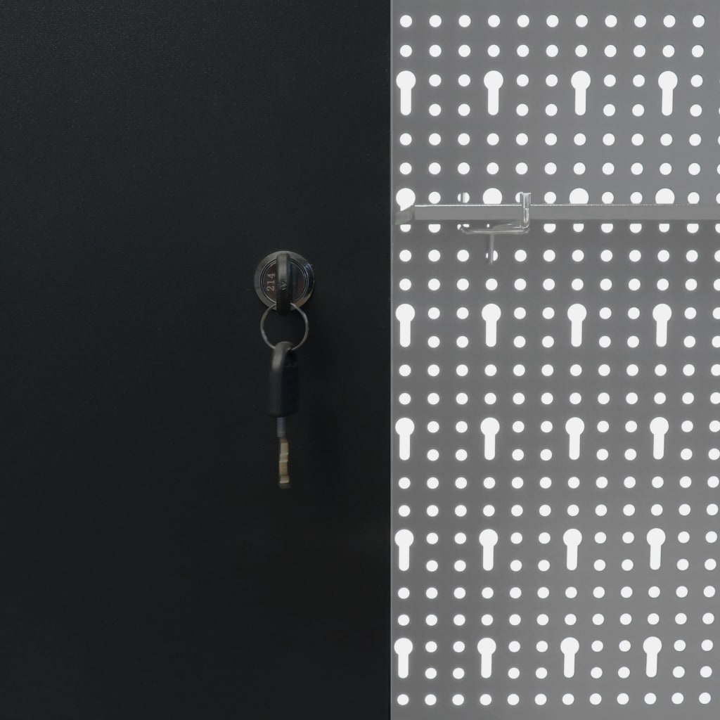 Dulap De Perete Pentru Unelte Gri & Negru Metal Stil Industrial