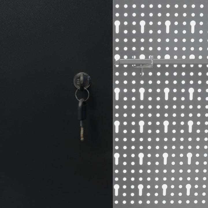 Dulap De Perete Pentru Unelte Gri & Negru Metal Stil Industrial