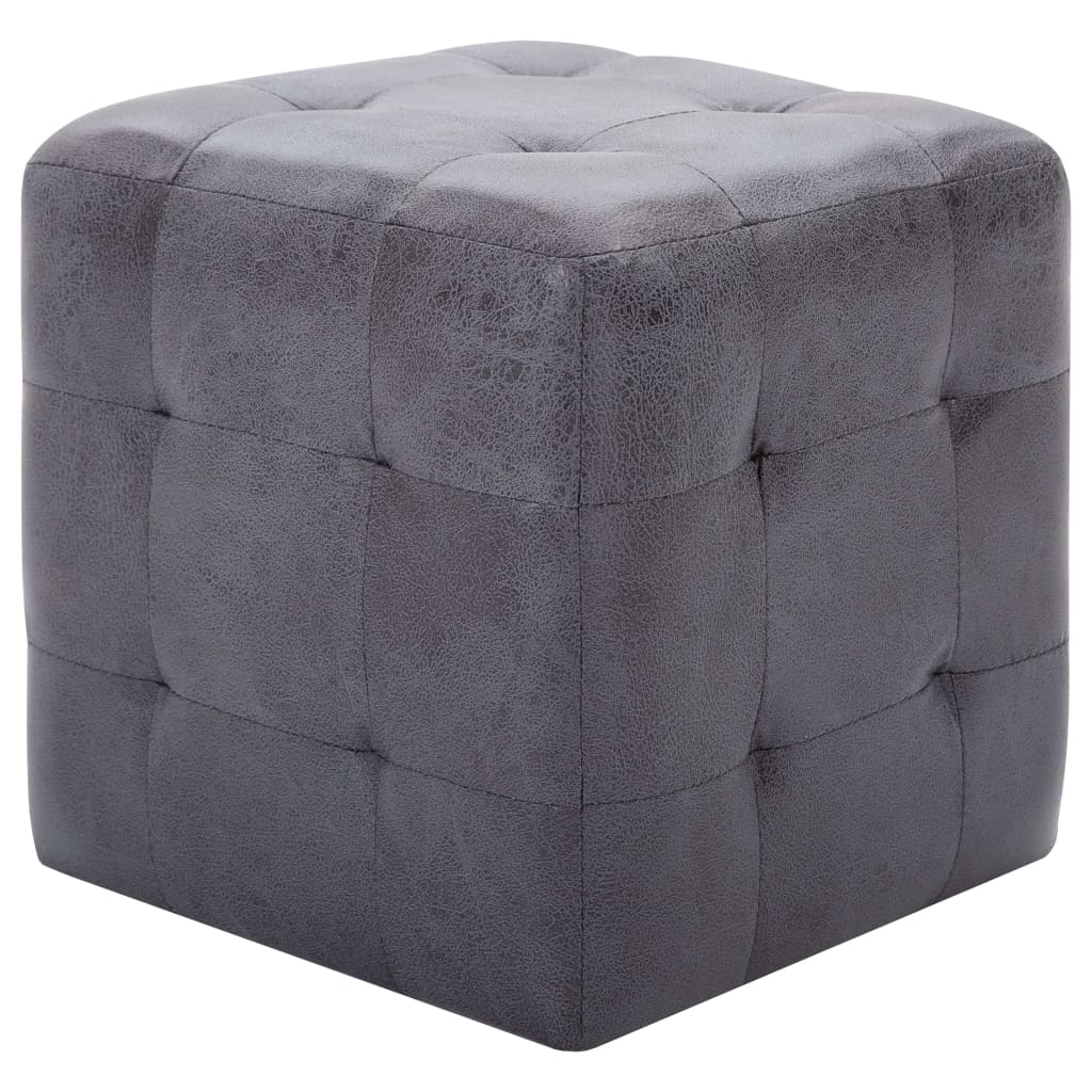 Taburet, 2 Buc., , 30X30X30 Cm, Piele Întoarsă Ecologică