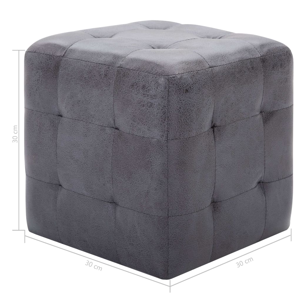 Taburet, 2 Buc., , 30X30X30 Cm, Piele Întoarsă Ecologică