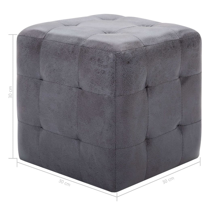 Taburet, 2 Buc., , 30X30X30 Cm, Piele Întoarsă Ecologică