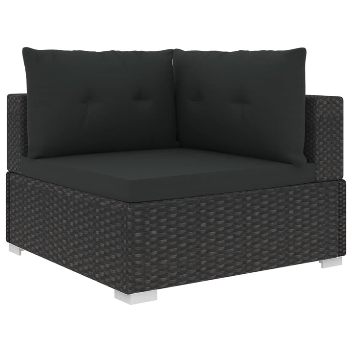 Set Mobilier De Grădină Cu Perne, 6 Piese, Negru, Poliratan