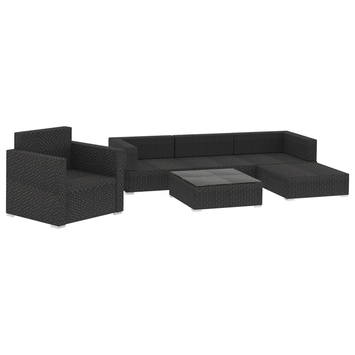 Set Mobilier De Grădină Cu Perne, 6 Piese, Negru, Poliratan