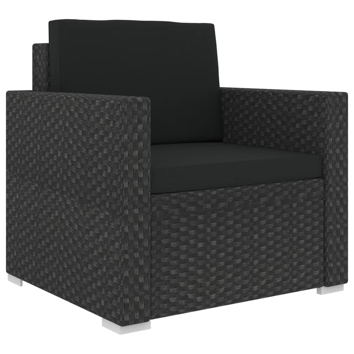 Set Mobilier De Grădină Cu Perne, 6 Piese, Negru, Poliratan