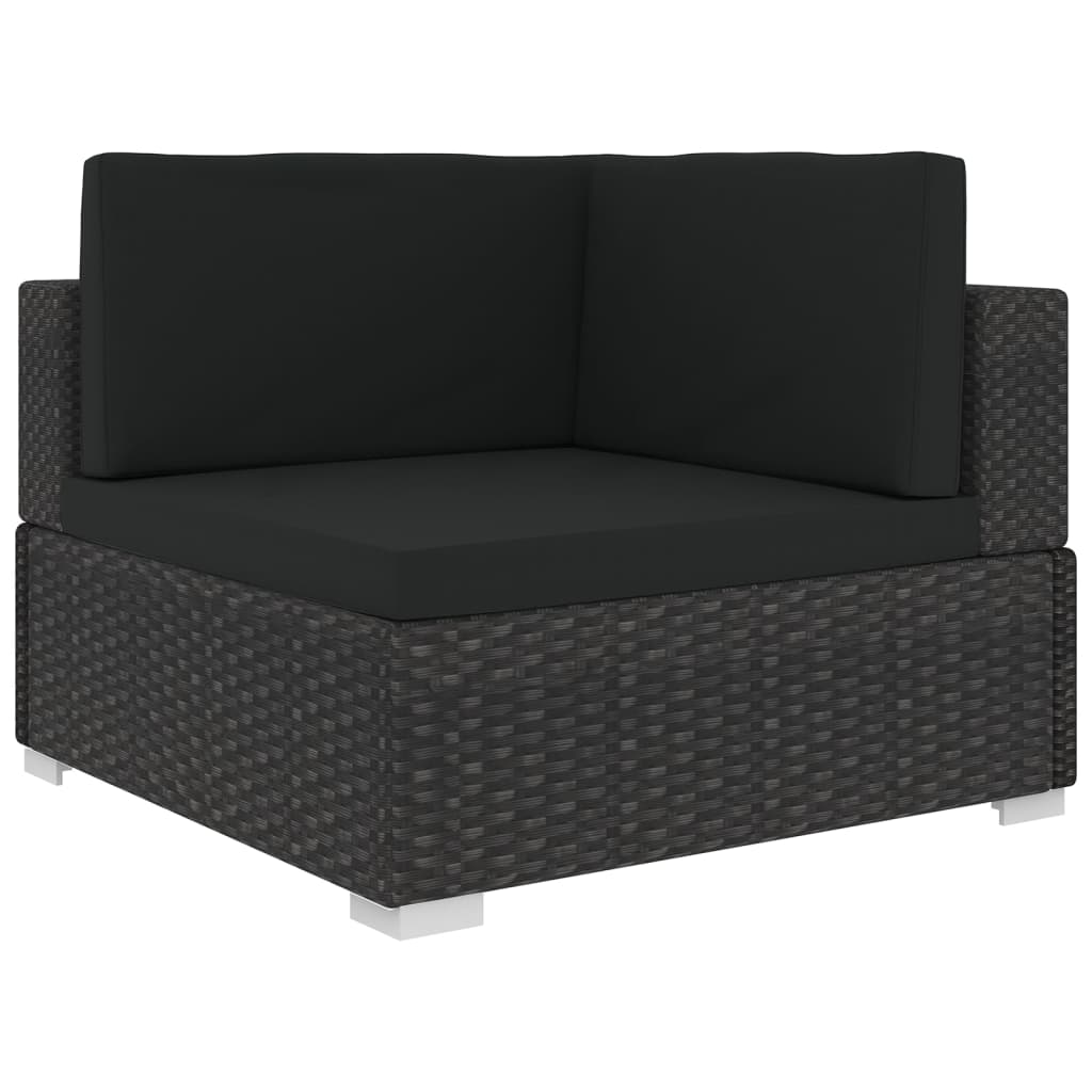 Set Mobilier De Grădină Cu Perne, 6 Piese, Negru, Poliratan