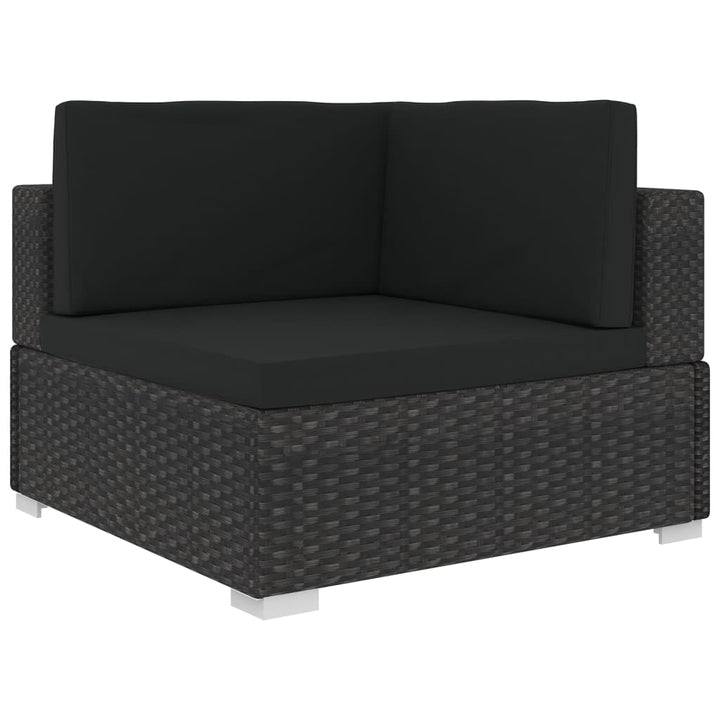 Set Mobilier De Grădină Cu Perne, 6 Piese, Negru, Poliratan