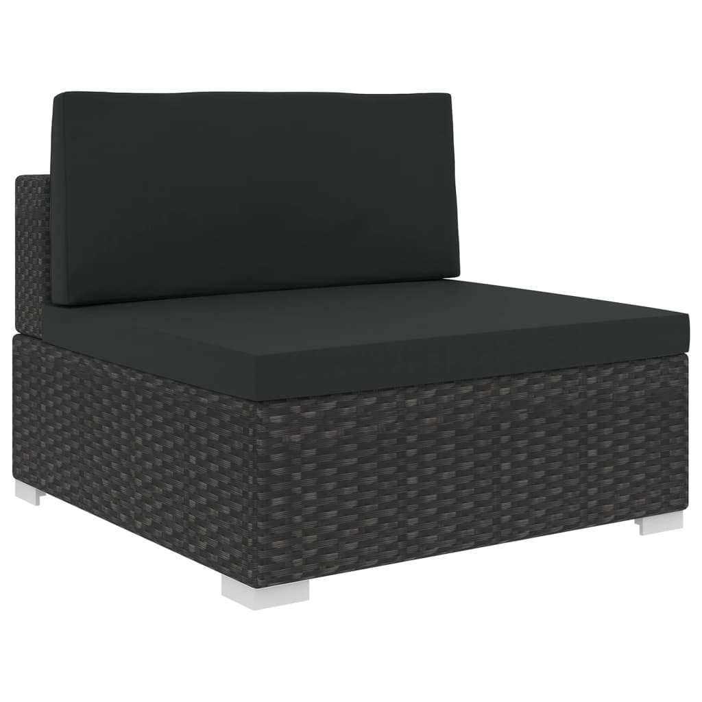 Set Mobilier De Grădină Cu Perne, 6 Piese, Negru, Poliratan