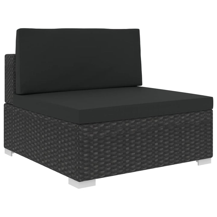 Set Mobilier De Grădină Cu Perne, 6 Piese, Negru, Poliratan