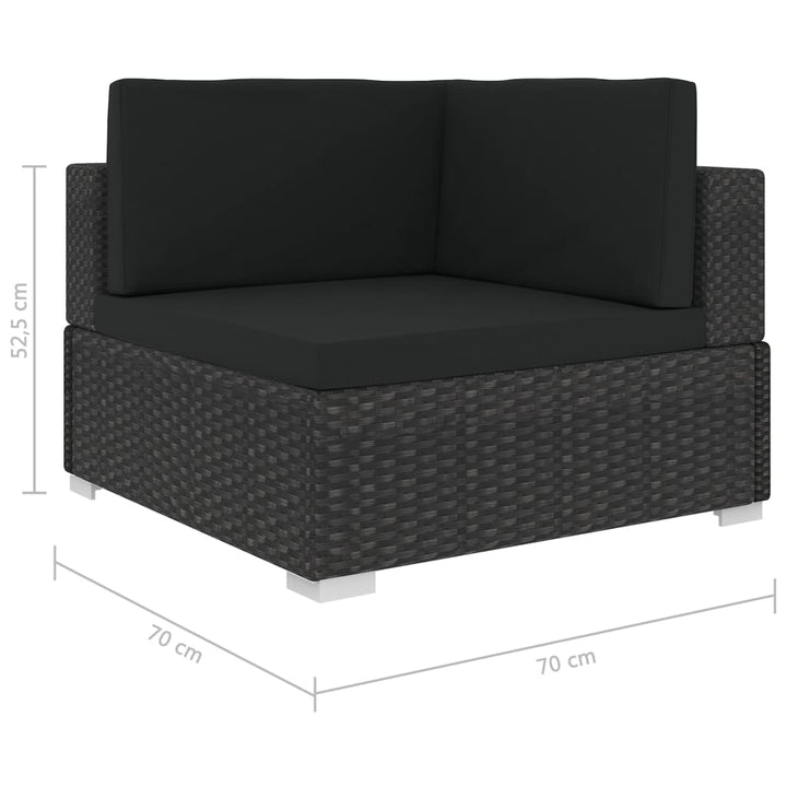 Set Mobilier De Grădină Cu Perne, 6 Piese, Negru, Poliratan