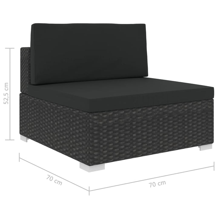 Set Mobilier De Grădină Cu Perne, 8 Piese, Negru, Poliratan