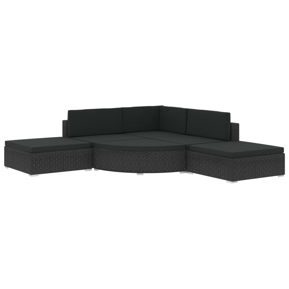Set Mobilier De Grădină Cu Perne, 6 Piese, Negru, Poliratan