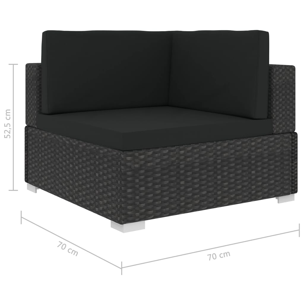 Set Mobilier De Grădină Cu Perne, 6 Piese, Negru, Poliratan