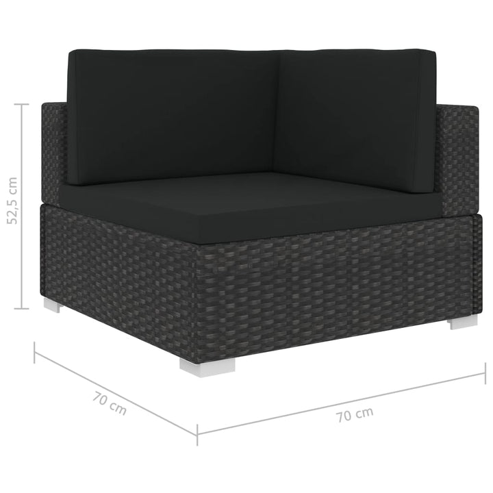 Set Mobilier De Grădină Cu Perne, 6 Piese, Negru, Poliratan