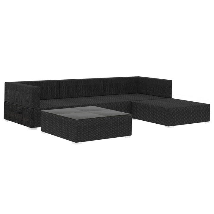Set Mobilier De Grădină Cu Perne, 5 Piese, Negru, Poliratan